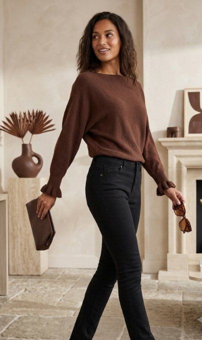 Pull uni & Manches chauve souris