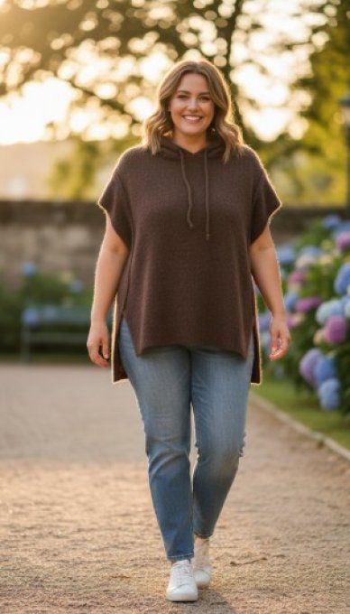 Pull poncho à capuche, doux et tendance ! 