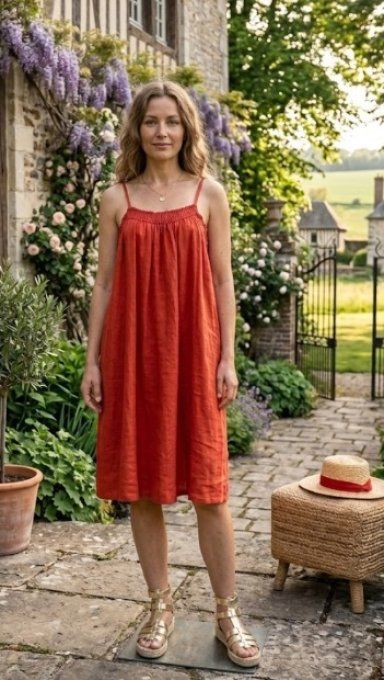 Robe à Bretelles Réglables Fluide Corail