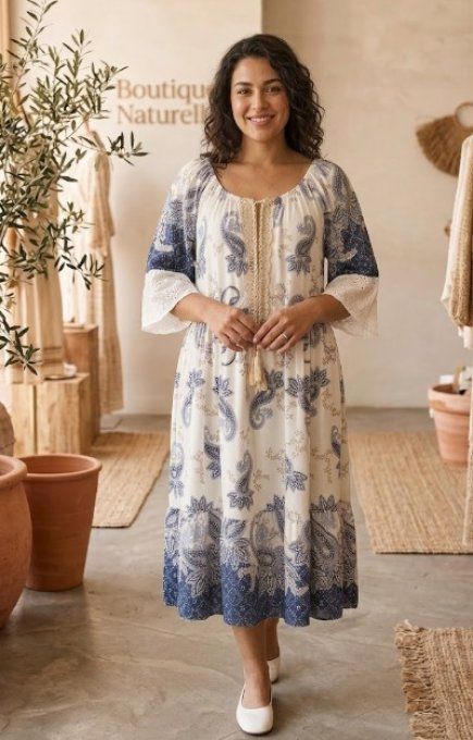 Robe bohème à motif cachemire