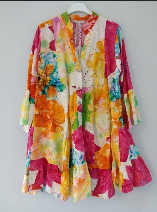 Robe Bohème à Patchwork Floral & Broderies Anglaises