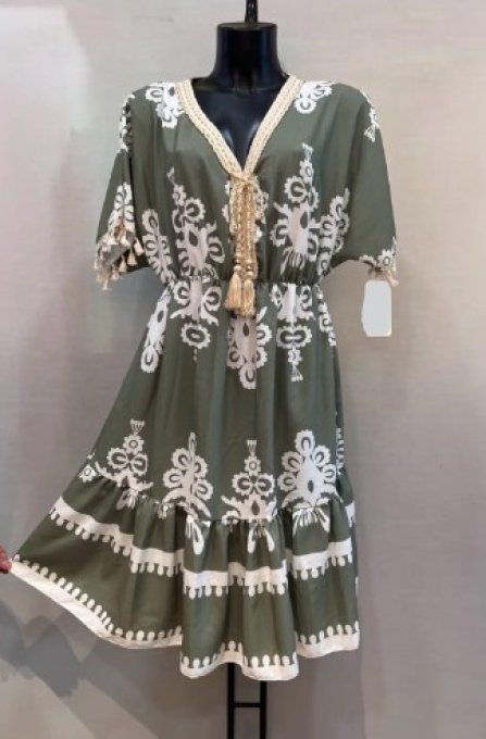 Robe bohème Kaki