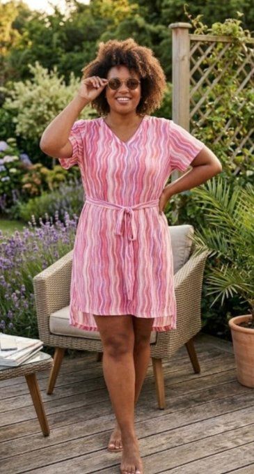 Robe Courte Fluide Imprimé Ondulations