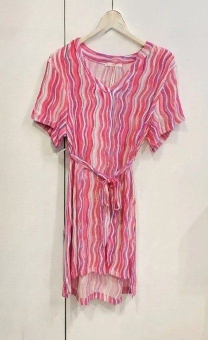 Robe Courte Fluide Imprimé Ondulations