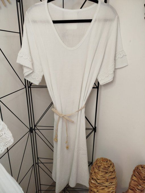 Robe en gaze de coton blanc