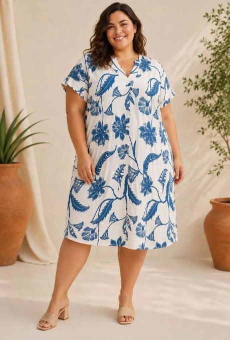 Robe Estivale à Motif Tropical 