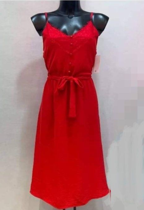 Robe "Fleur de Passion" Rouge à Bretelles  ❤️