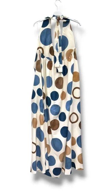 Robe Longue Dos Nu à Grands Pois