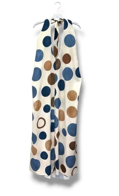 Robe Longue Dos Nu à Grands Pois