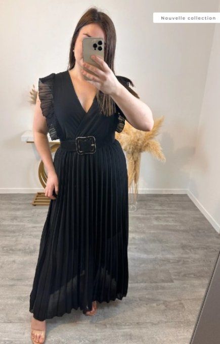 Robe Longue "Élégance Plissée" ✨ noir