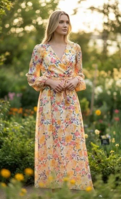 Robe Longue Fluide à l'Imprimé Floral