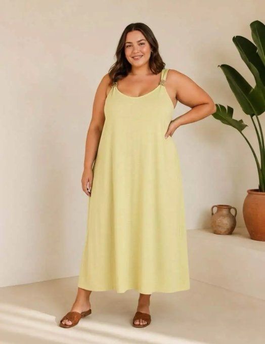 Robe Longue Fluide & Bretelles Ornées