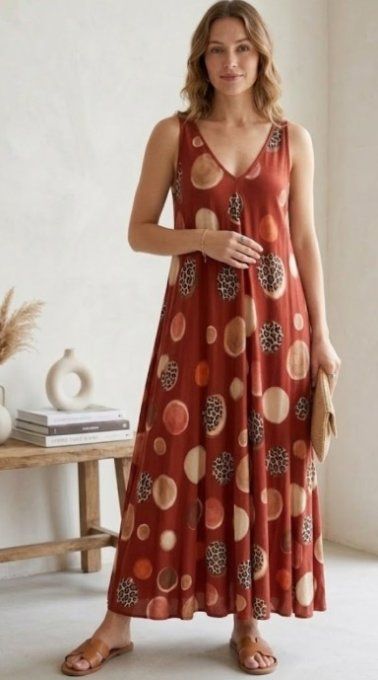 Robe Longue Fluide & Motifs Ronds