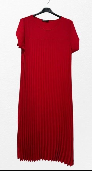 Robe Longue Plissée à Manches Courtes