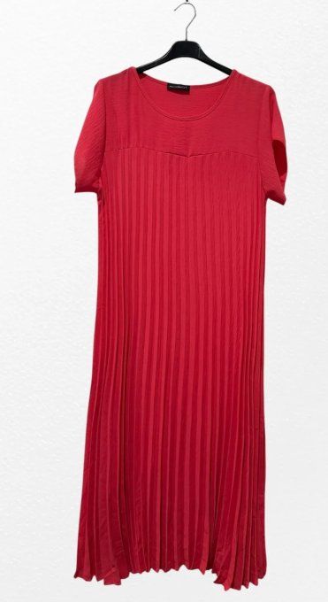 Robe Longue Plissée à Manches Courtes