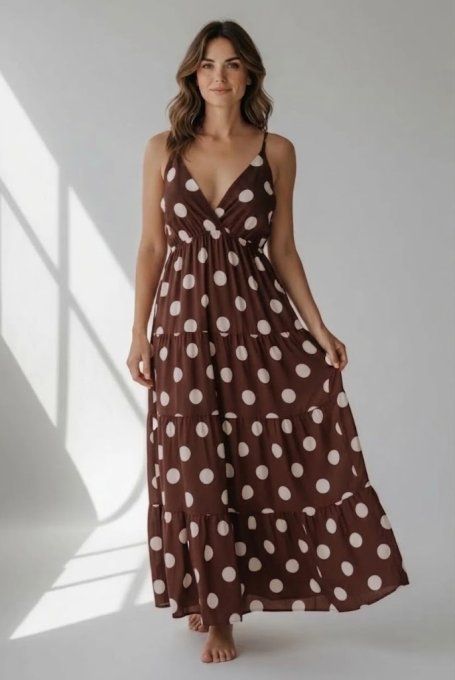 Robe Longue - Pois & Volants