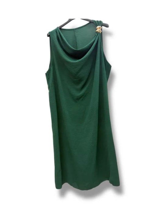 Robe Midi à Col Drappé