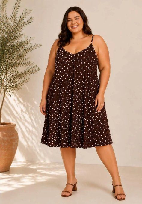 Robe midi fluide à pois