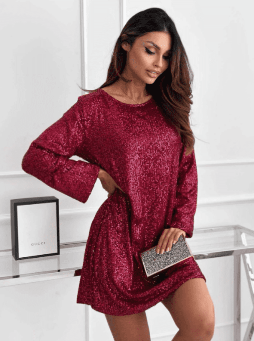 Robe Courte à Paillettes – Dos-Nu et Nœud Géant