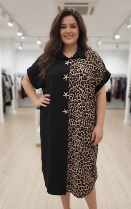 Robe-chemise Léopard & Noir⭐