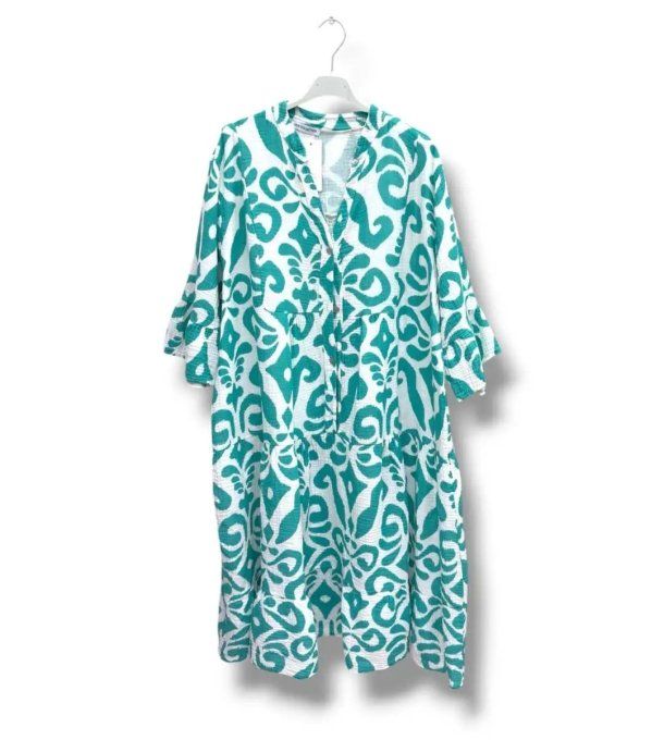Robe Volantée Fluide à Imprimé Graphique