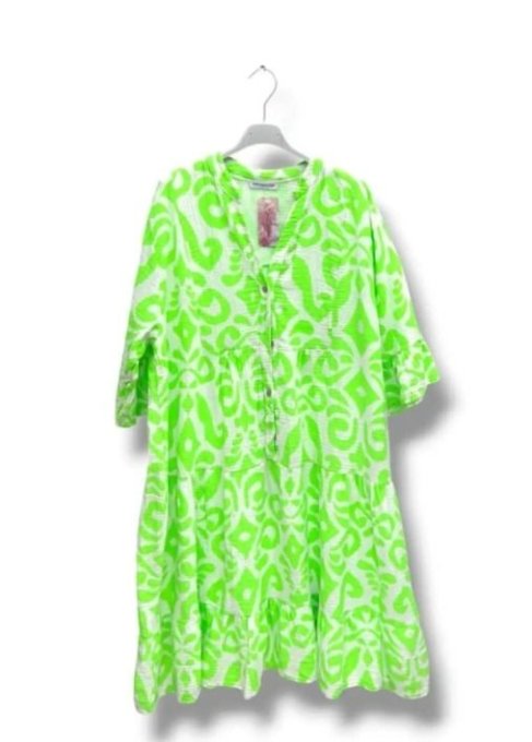 Robe Volantée Fluide à Imprimé Graphique 