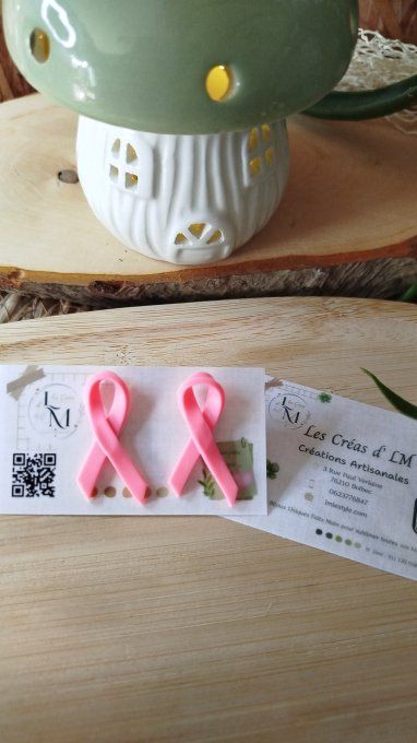 Boucles d'oreilles « Ruban Rose » — Édition Solidaire Octobre Rose 