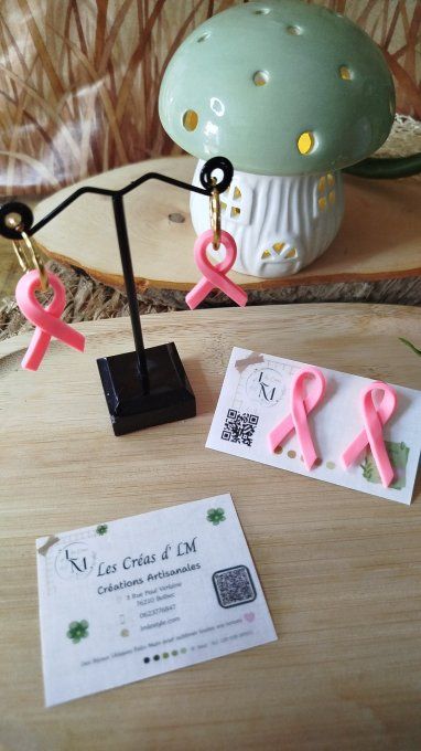 Boucles d'oreilles « Ruban Rose » — Édition Solidaire Octobre Rose 