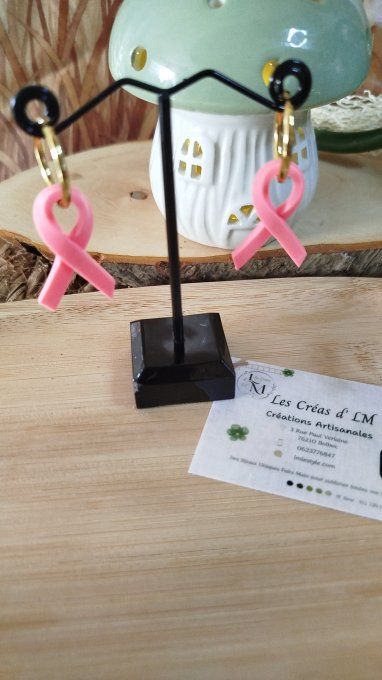 Boucles d'oreilles « Ruban Rose » — Édition Solidaire Octobre Rose 