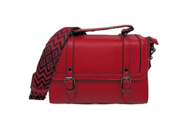 Sac à Main "Audace Géométrique" Rouge & Bandoulière Texturée ❤️