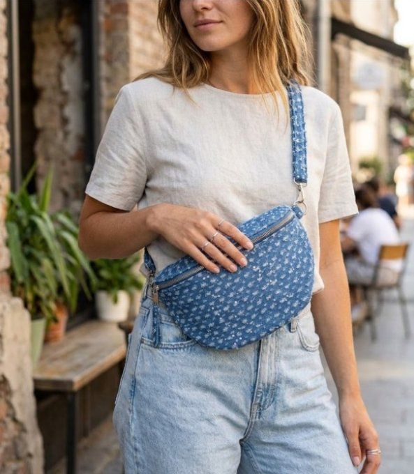 Sac Banane en Jean Texturé à Paillettes