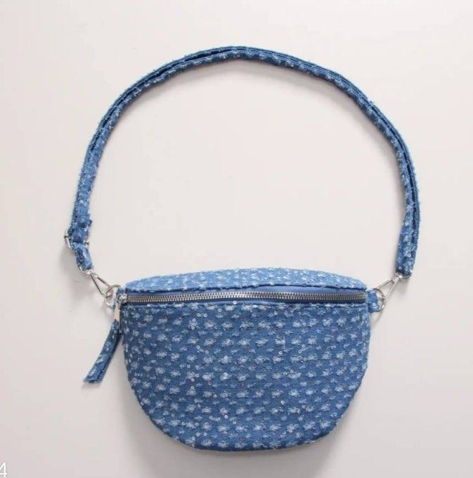 Sac Banane en Jean Texturé à Paillettes