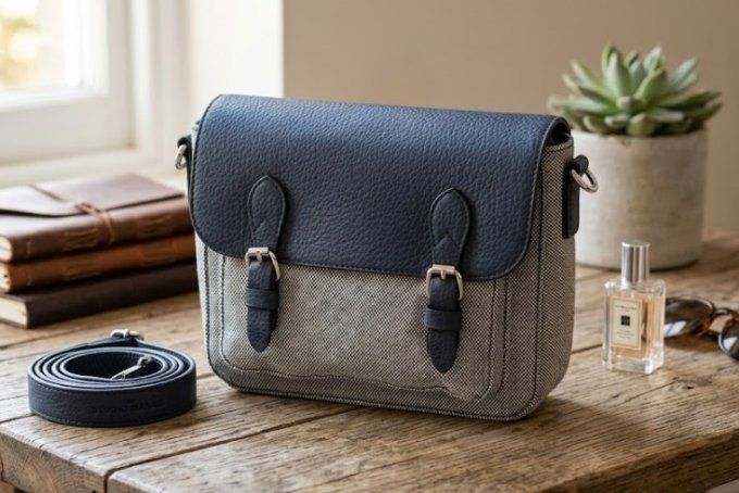 Sac Bandoulière Bi-Matière à Double Boucle