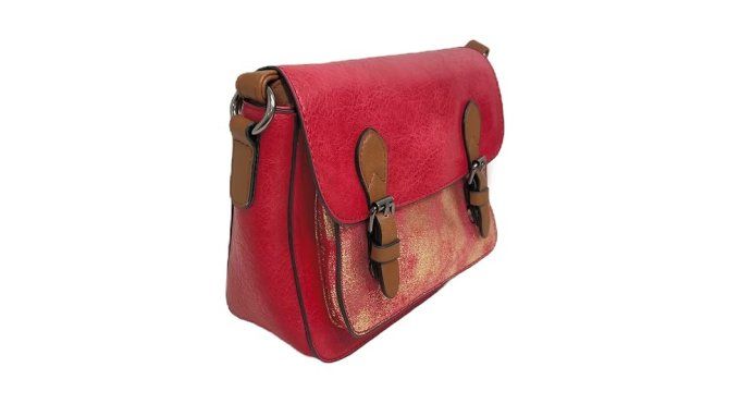 Sac Bandoulière Rouge & Paillettes Dorées