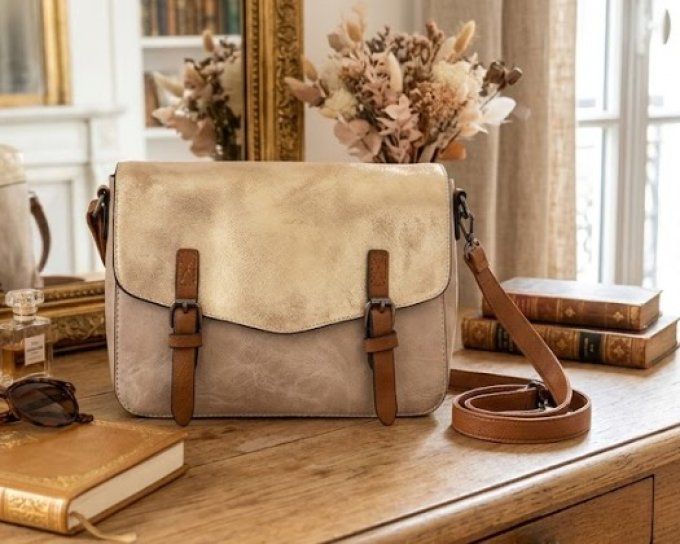 Sac Besace Beige