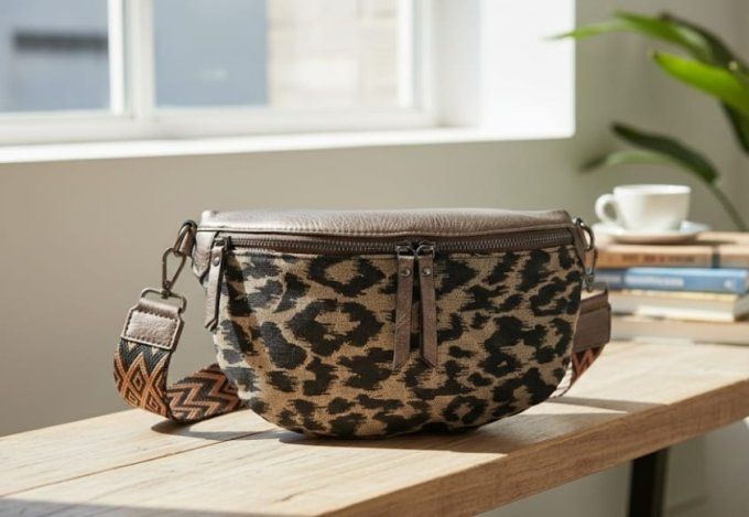 Sac Besace Léopard et Rabat Simili cuir