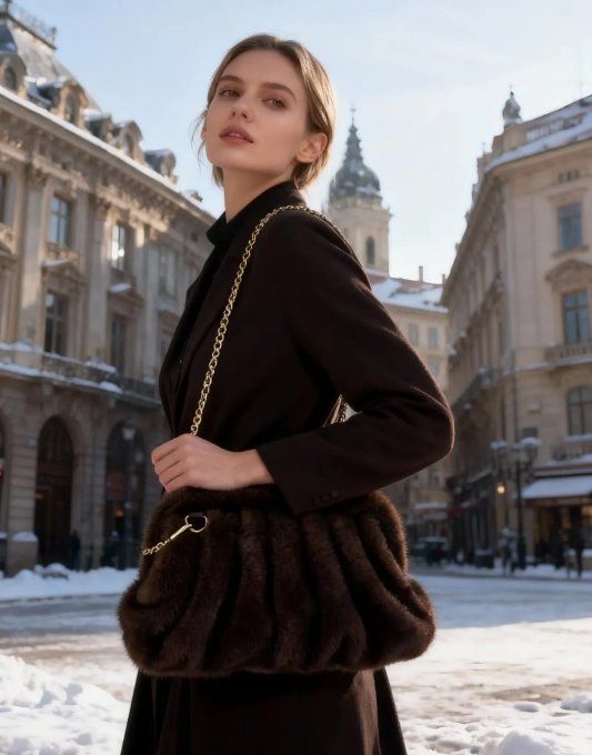 ​Sac Pochette en Fausse Fourrure