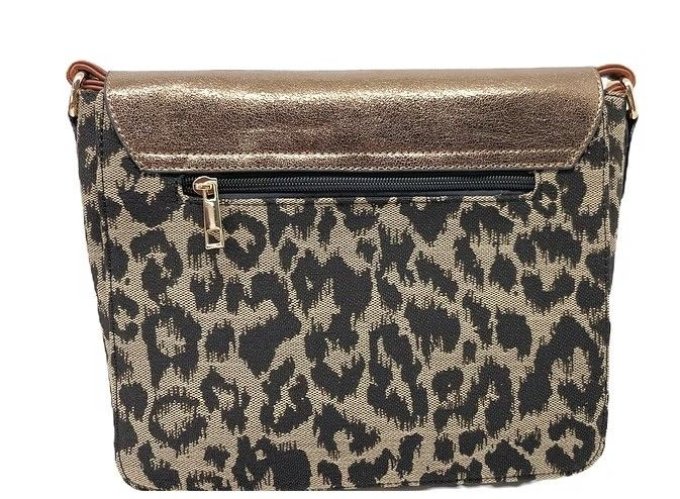 ​Sac Bandoulière Noir & Léopard Double lanière 