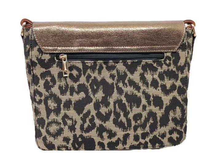 ​Sac Bandoulière Bronze / Léopard Double lanière -