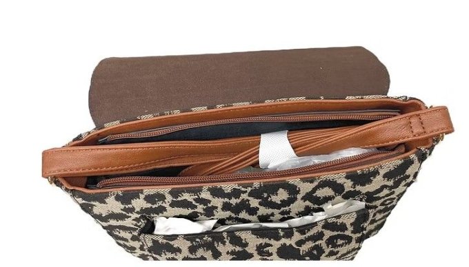 ​Sac Bandoulière Noir & Léopard Double lanière 