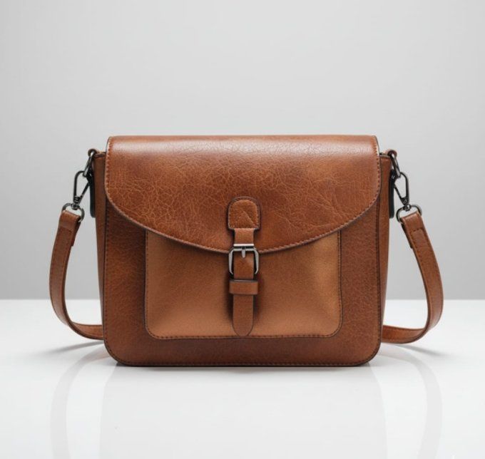 Sac Bandoulière Bicolore Cognac & Bronze