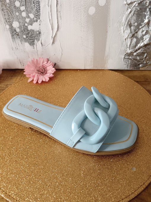 Sandales Claquettes Chaîne XL - Bleu Ciel Tendance ?