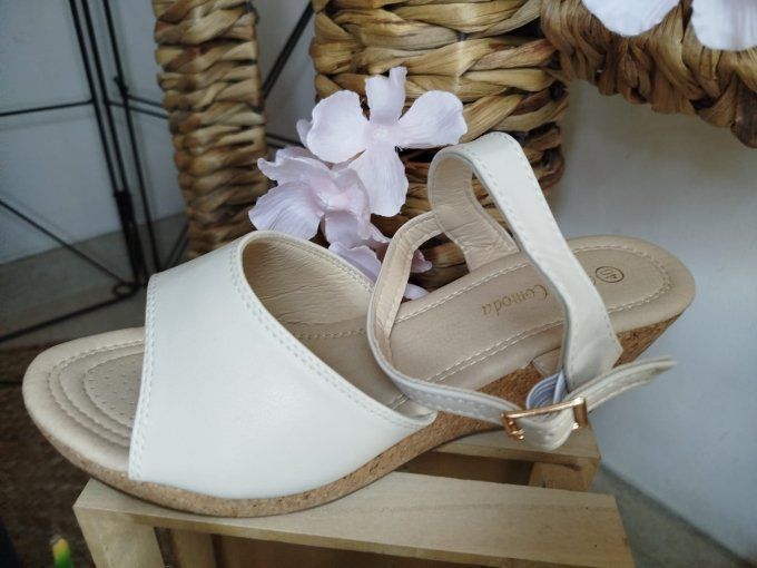 Sandales Compensées Confortables - Beige Liège Chic ?