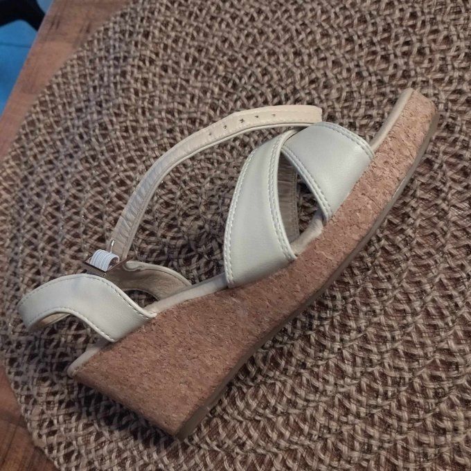 Sandales Compensées Croisées - Beige Liège Confort ☀️