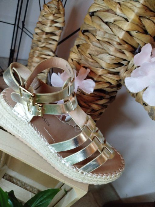Sandales Compensées Dorées & Espadrille - Chic Méditerranéen ☀️