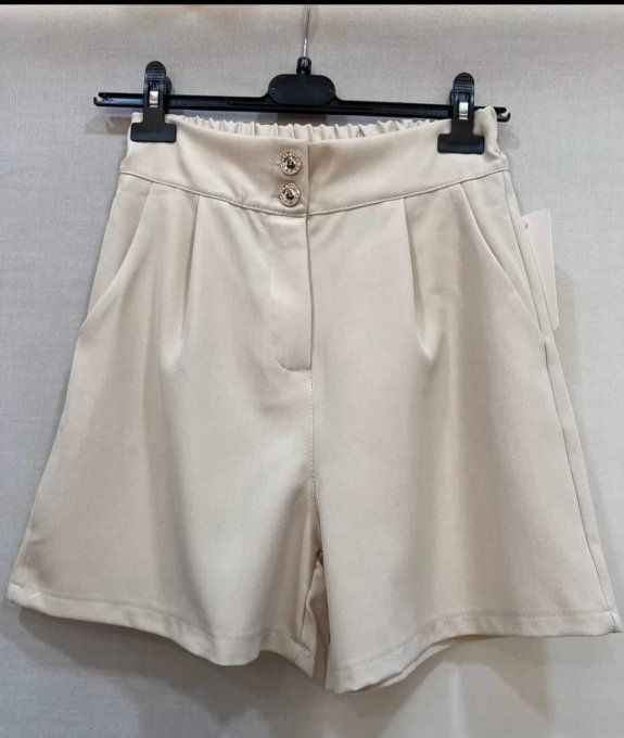 Short "Élégance Estivale" Plissé Beige Taille Haute ☀️