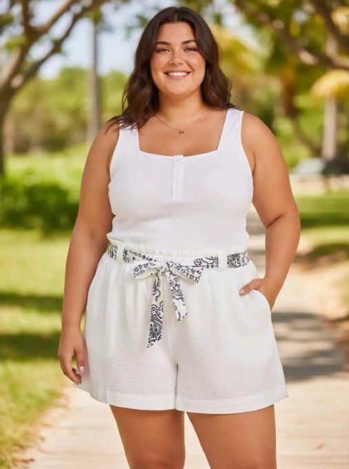 Short fluide à taille élastiquée & ceinture nouée