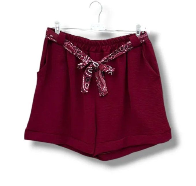 Short fluide à taille élastiquée & ceinture nouée