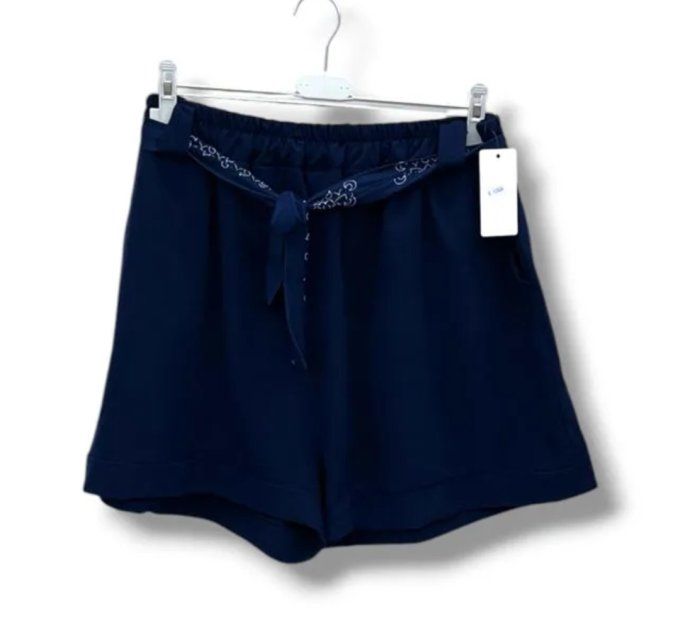 Short fluide à taille élastiquée & ceinture nouée