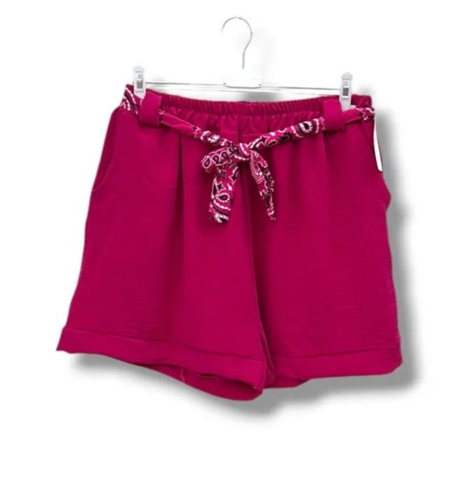 Short fluide à taille élastiquée & ceinture nouée